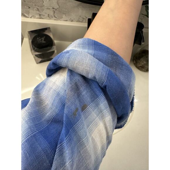 Vintage Wrancher by Wrangler Size medium Blue Pearl Snap Western Shirt - Picture 6 of 9